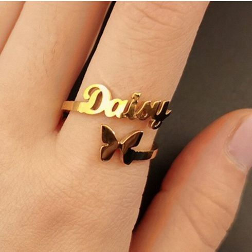 Name with Cute Butterfly Ring