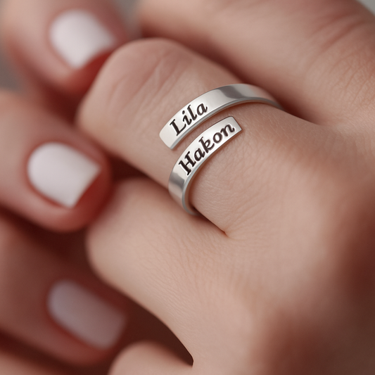 Elegant 2 Names Ring - Minimal
