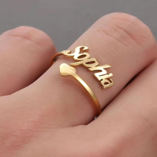 Personalized Name Ring with Heart