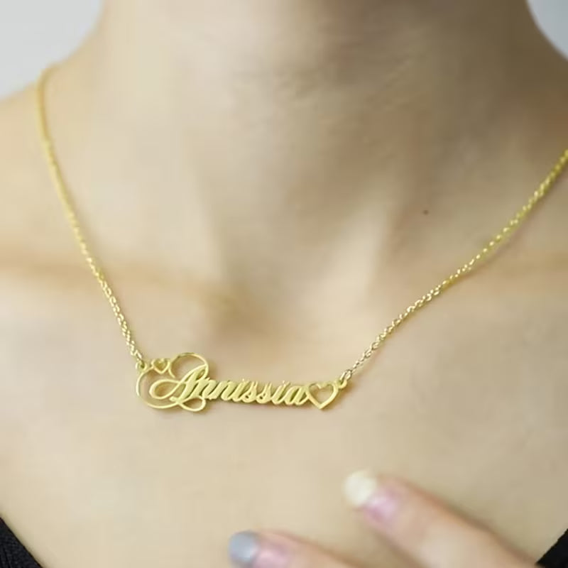 Personalized Name Necklace - Custom Engraved Heart Cursive Font, Perfect for Daily Wear, Valentine'S Day Gift for Her, Durable And Fashionable