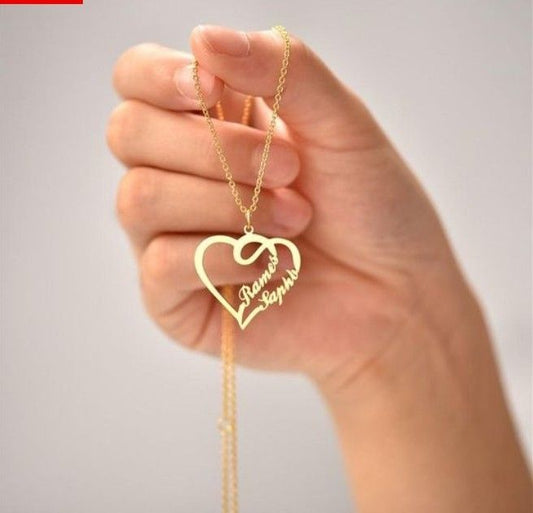 2 Names Inside Heart Necklace