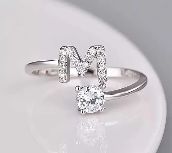 Luxury Name Initial Ring with Stones