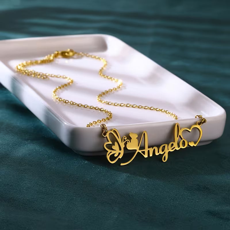 Custom Necklace Elegant Cute Style, Personalized Butterfly Name Necklace,  Women's Fashion Jewelry
