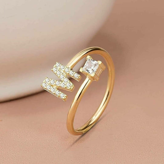 Luxury Name Initial Ring with Stones