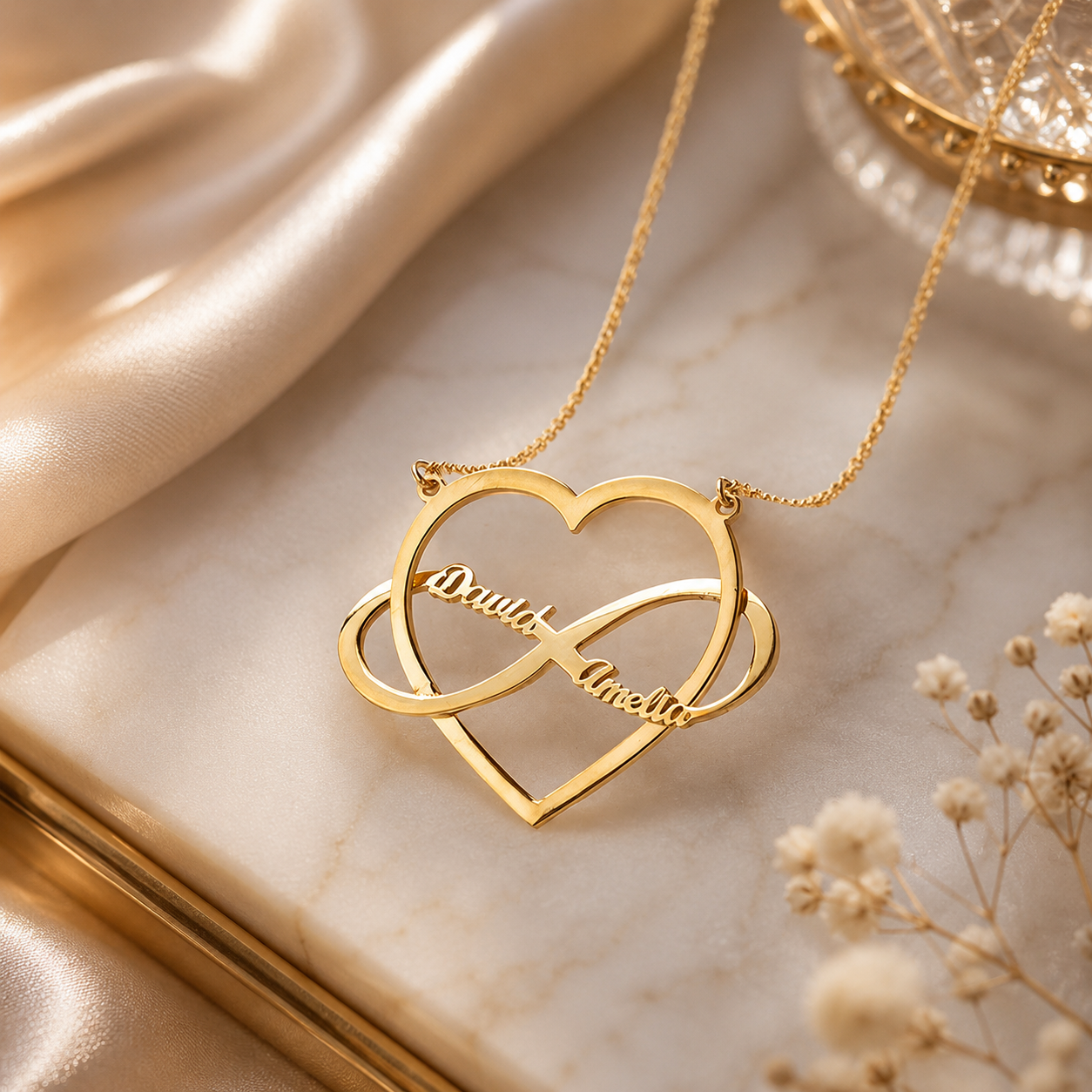 Infinity Heart Name Necklace by Zahra and Co